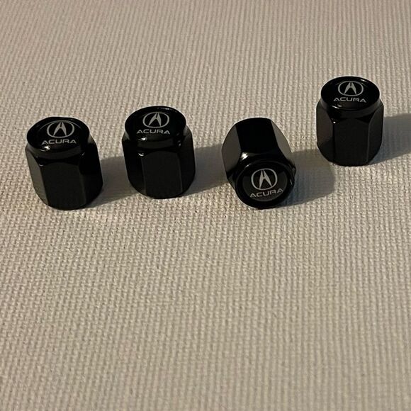 Acura Logo valve Stem caps in Black set of 4 NWT - Picture 1 of 4